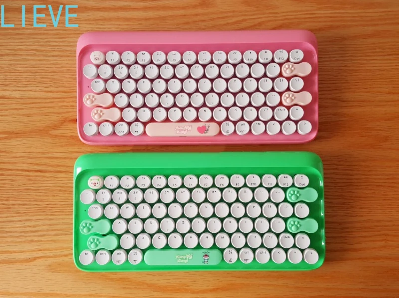 

Wireless Bluetooth keyboard, mechanical accessories, LED backlight, cartoon, cat, pig, pink and green, eh112s