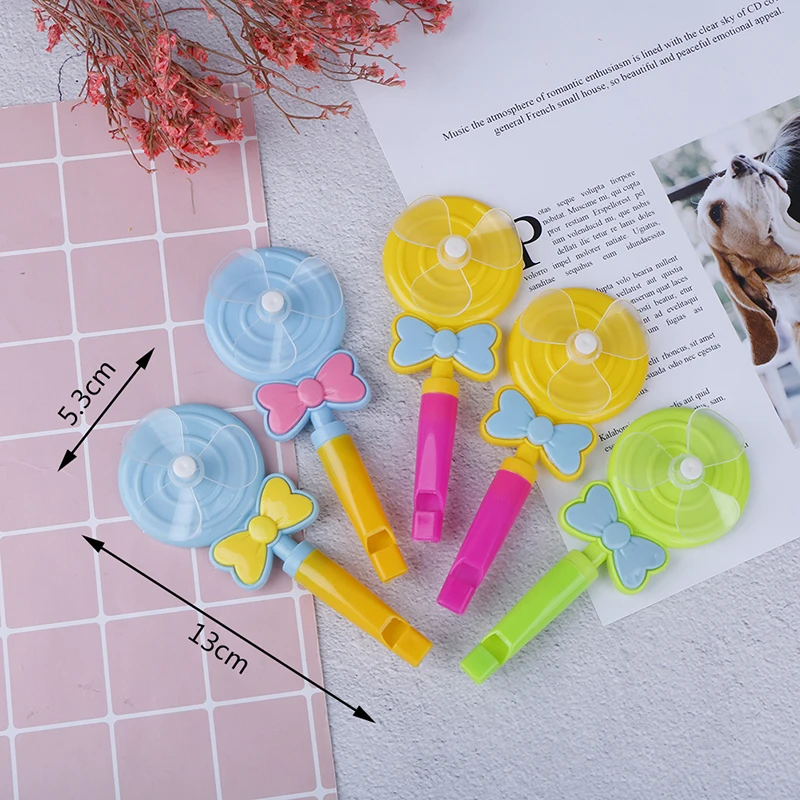 5Pcs Kid Birthday Party Favor Lollipop Plastic Whistle Windmill Giveaway Party Decoration Supply Boy Girls Gift