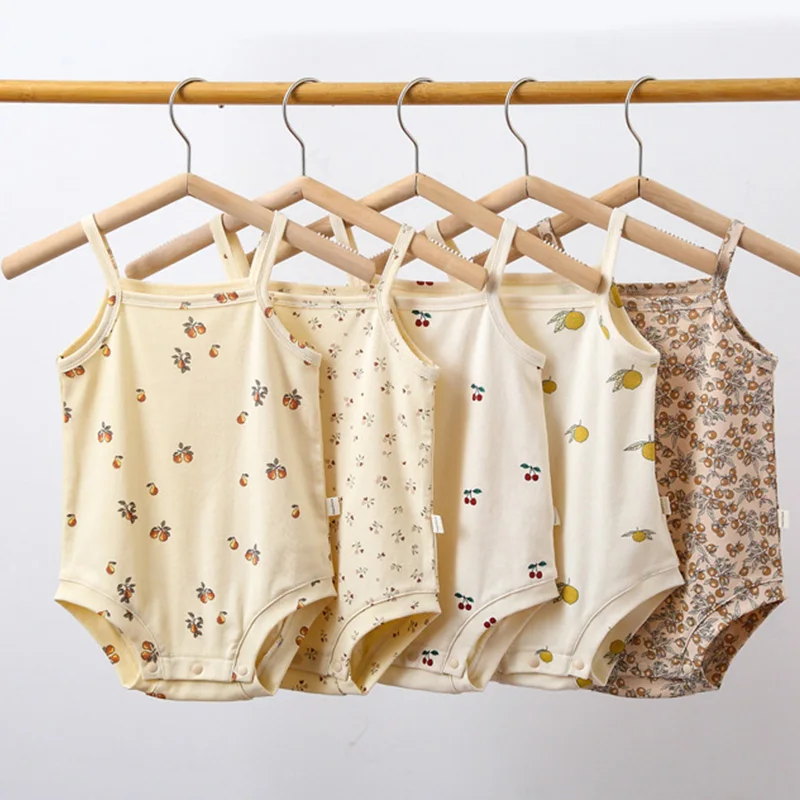 Baby Bodysuit Ins 0-3Y Boys Girls Infant Newborn Lemon Cherry Pear Orange Rompers Cotton Onesie One-piece Clothes Summer 2022