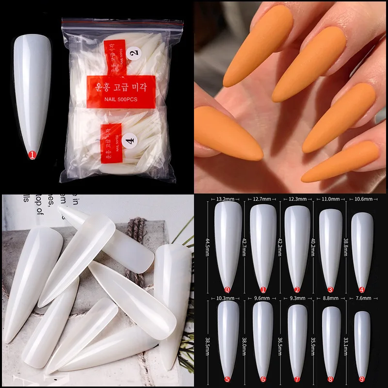 

500 pcs False Nail Tips Fake Nails Acrylic Nail Extension Full Half French Cover Tips Coffin UV Gel Manicure Fake Nail Tips