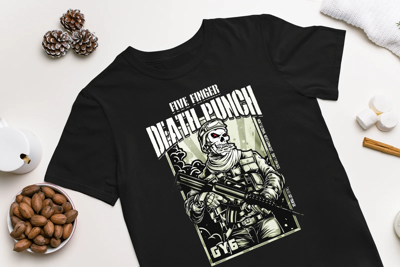 

GY6 Five Finger Death Punch Shirt Cotton Black Size S-3XL For Fans DD444