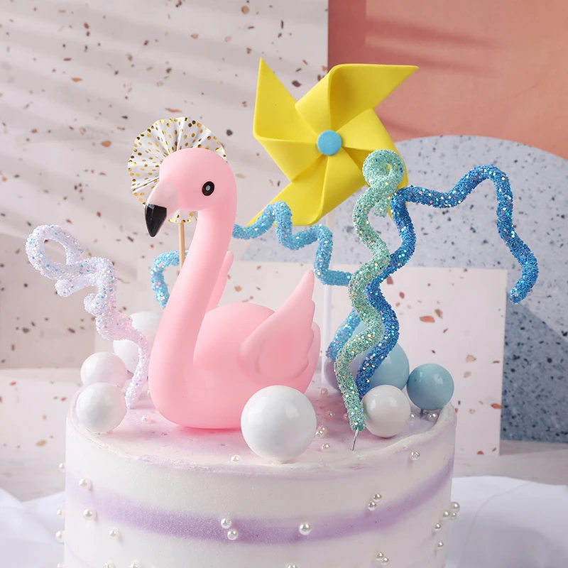 

4pcs/lot Deformable Birthday Cake Dessert Wavy Topper Glitter Shiny Plastic Stick Party Decoration Baking Supplies Insert Tools