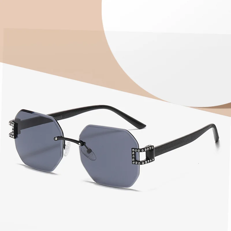 

2022 классические прямоугольные солнцезащитные очки без оправы унисекс Квадратные Солнцезащитные очки без оправы светильник uv400