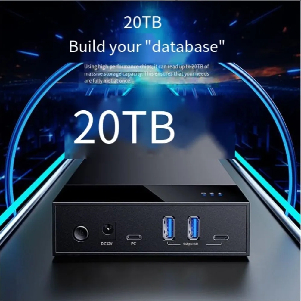 Фото Корпус для жесткого диска SATA 3,5 дюйма с USB3.0 HUB 2A+1C, для SSD/HDD 2,5/3,5 дюйма, объемом до 24 ТБ, внешний дисковод для настольного ПК. №3