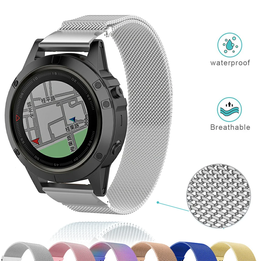 Premium 26 22 20mm Metal Strap Garmin Fenix 6S 6X 6 Pro Magnetic Ring Strap Quick Release Stainless Steel Bracelet