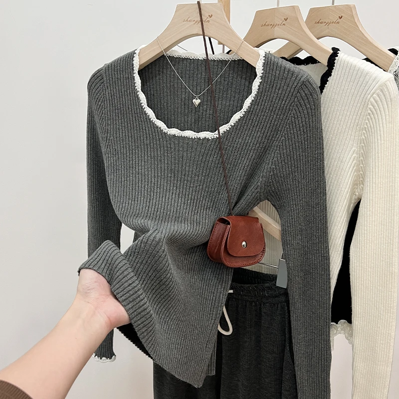 Женский вязаный базовый свитер 2024 осень и зима новая внутренняя одежда