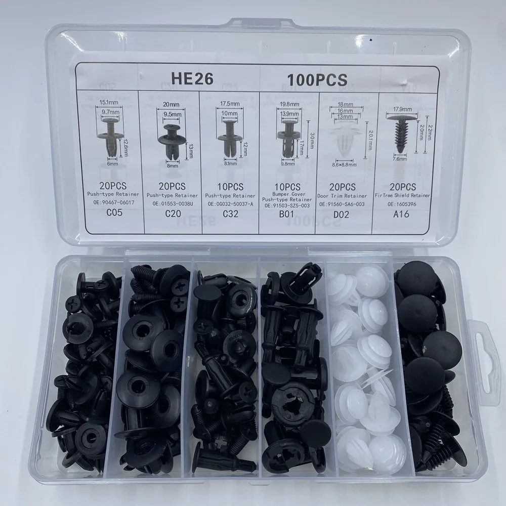 

100 шт., набор зажимов для автомобильных креплений, смешанный фиксатор для автоматического крыла, заклепка, бампер для обшивки двери автомобиля, фиксатор панели, аксессуары