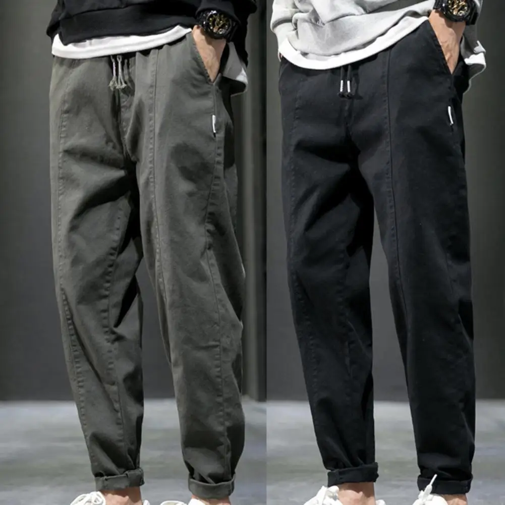 

Ele-choices Cargo Pants Men Mid Rise Drawstring Men Sweatpants Men Clothing Trousers Full Length Loose Trousers for Daily Wear