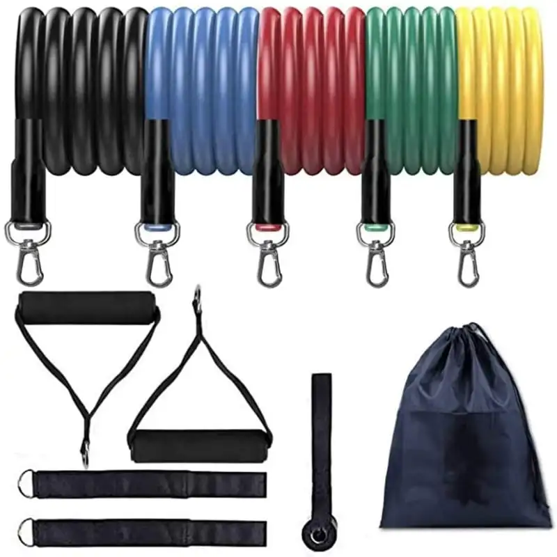 

Bespolitan Set of 5 Resistance Bands for ABS Yoga P90X Fitness Exercise Workout (11-Piece)