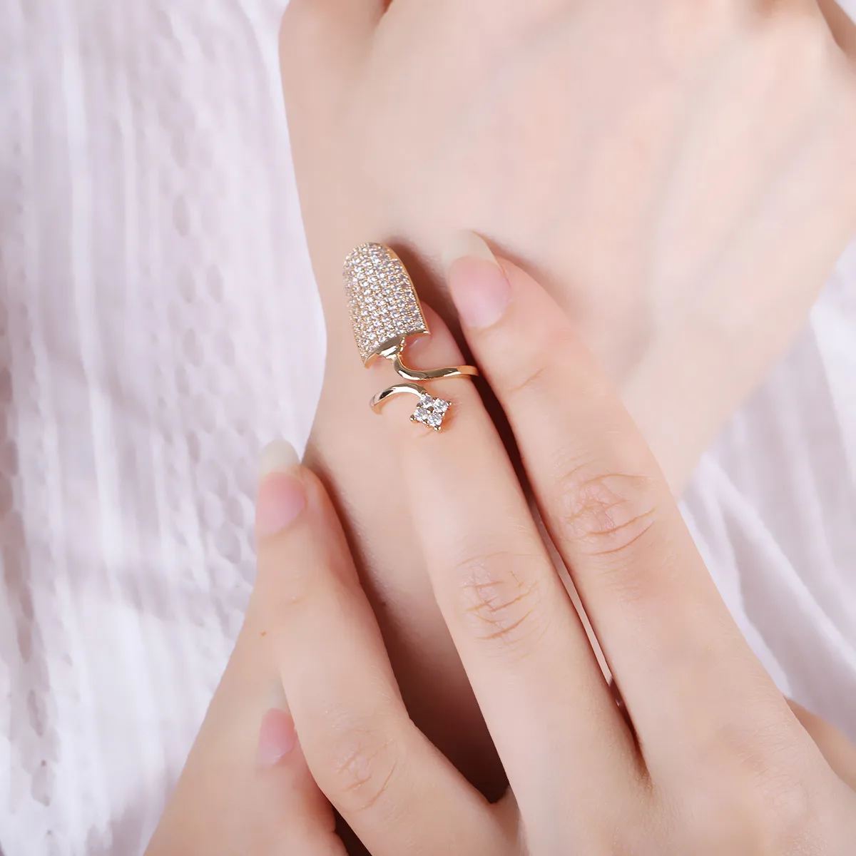 Высокое качество чистого золота с инкрустацией цирконом в стиле хип-хоп кольцо