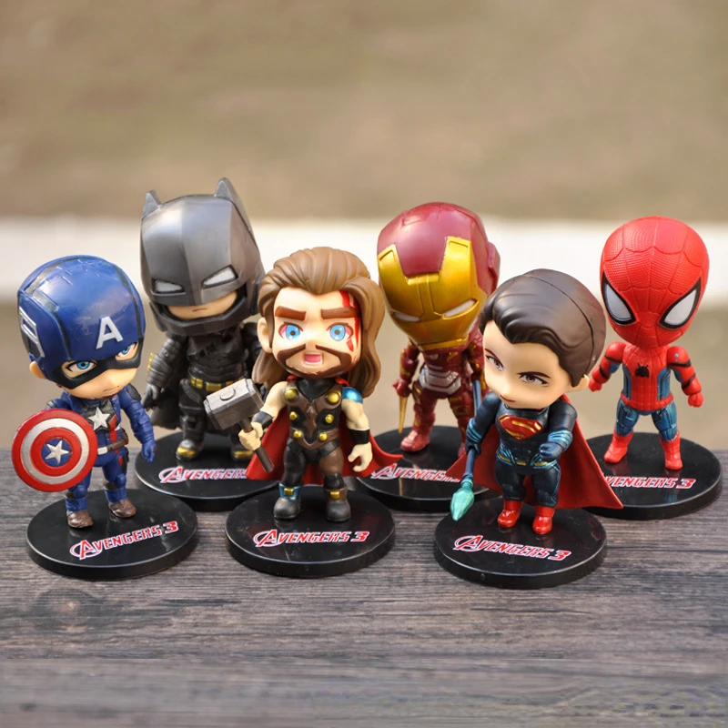 

Marvel Q Version of The Avengers Alliance Anime Figure Iron Spider Man Toy Captain America Doll Model Ornaments