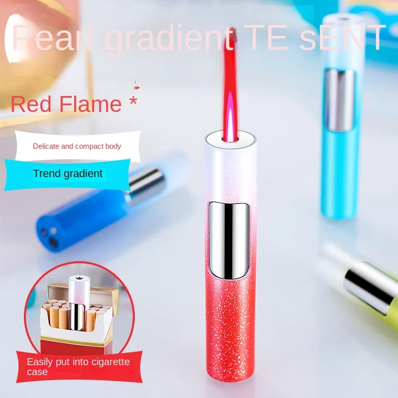 

Gradient Lighter Cylindrical Windproof Lighter Inflatable Cool Gift Lighter Special Press Type Ignition Lighter Gadgets for Men