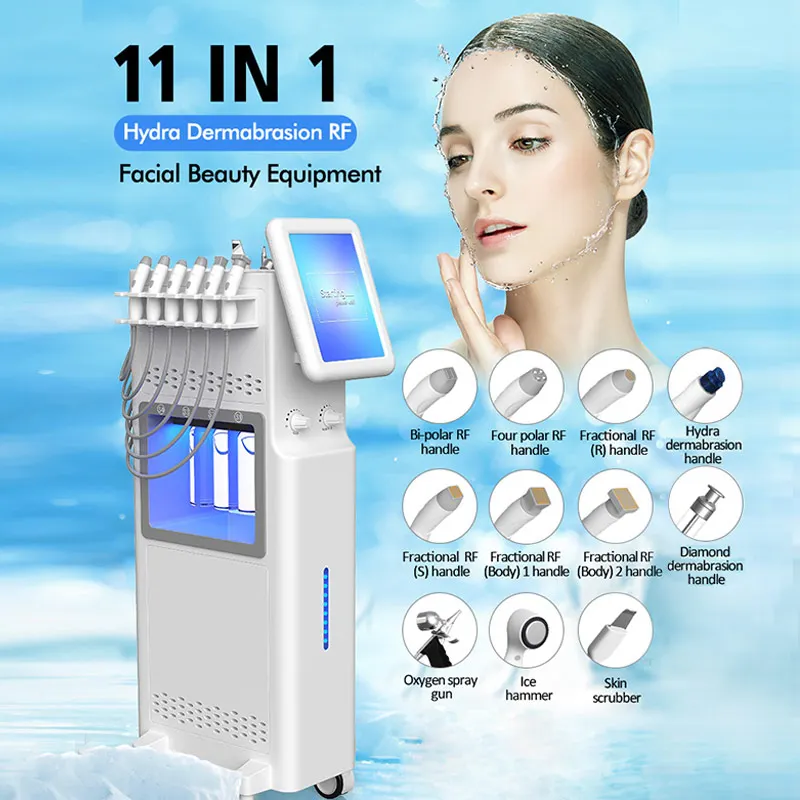 

11 In 1 Hydra Dermabrasion Facial Machine Fractional RF Bio Wrinkle Removal Skin Tightening Whitening Spa Beauty Equipment