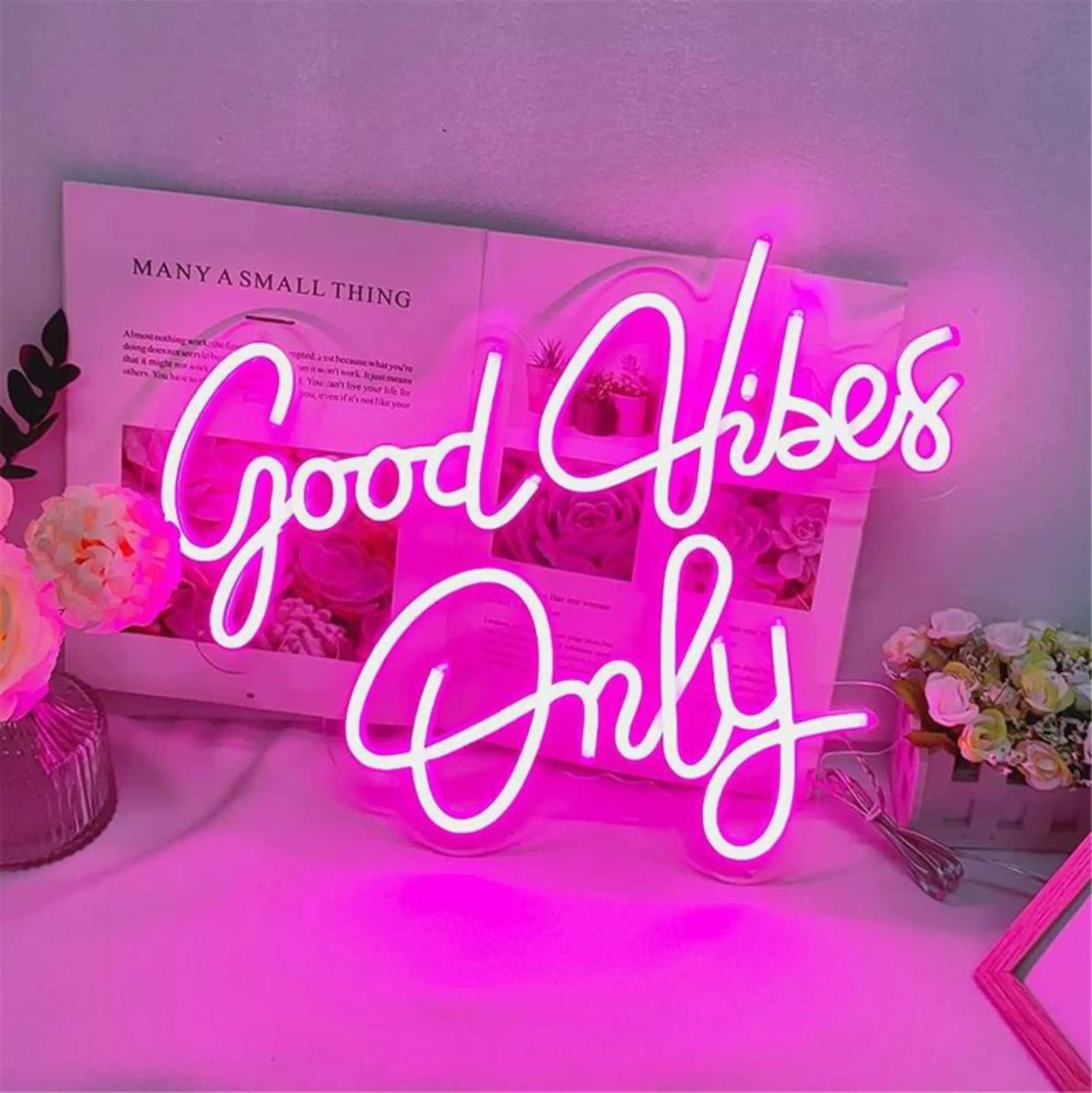 Good Vibes Only Custom Flexible Neon Sign LED For Birthday Party Wedding Aesthetic Room Decor Wall Decoration Gift