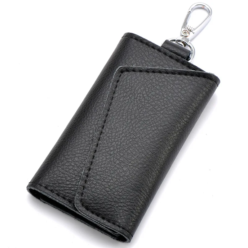 

CHIZIYO Men Women Key Holder Organizer Genuine Leather Car Key Bag Wallet Housekeeper Key Case Mini Card Bag 4 Colors