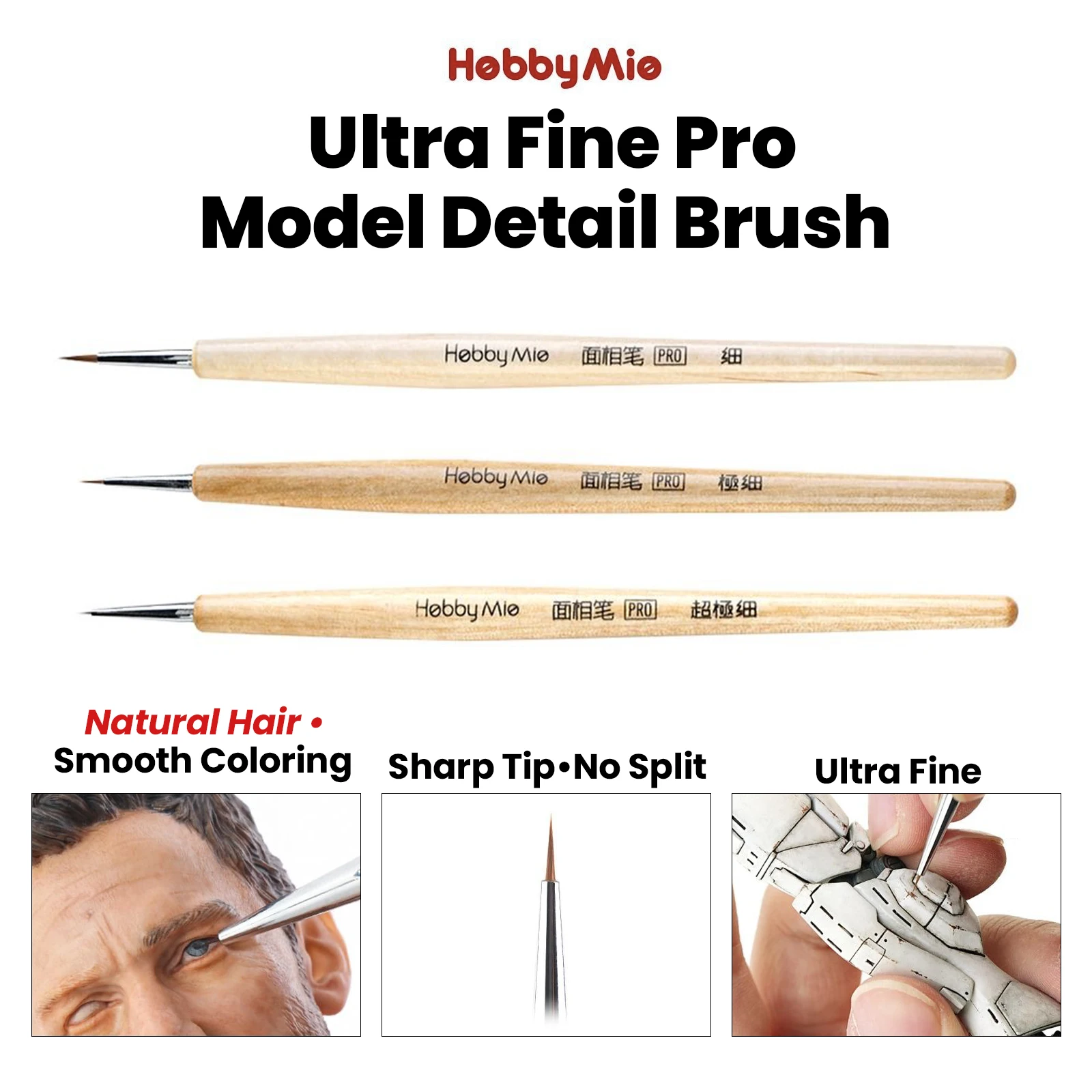 Фото Кисть Hobby Mio Ultra Fine Pro для детализированной росписи моделей Gunpla, GK, аниме-фигурок, DIY, инструменты для покраски и эффектов состаривания масштабных моделей №1