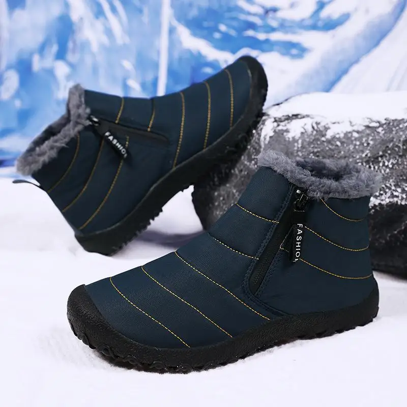 

Snow Boots Winter Male Northeast Cotton Padded Shoes Fleece Lined Padded Warm Keeping Fur Integrated Youth Korean Cotton Boots