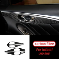 for infiniti q50 q60 2013 2020 real carbon fiber inner car door panel handle cover trim car interior supplies car decor