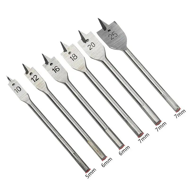 

10/12/16/18/20/25MM Woodworking Flat Drill Bits Hole Opener Set High-carbon Steel Hexagonal Handle Woodworking Flat Drill Bits