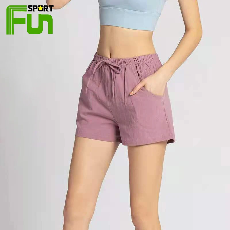 

STARFUN Running Shorts Cotton Linen Fashion Yoga fitness Quick-drying Breathable Fashion Pants Women's Shorts Casual Streetwear