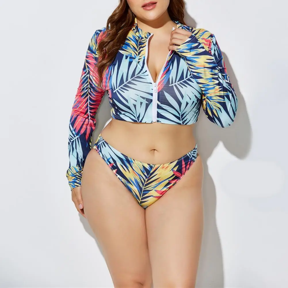 

3Pcs/Set Bikinis Set Women Swimsuit Plus Size 5XL Sexy Long Sleeve Crop Top Triangle Scarf 3 Pieces Swimwear купальник женский