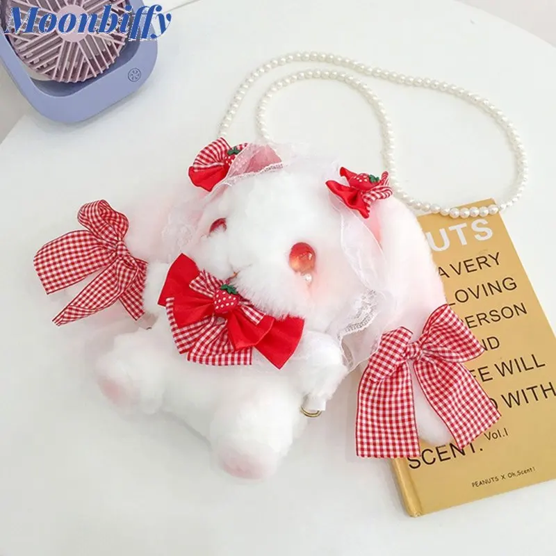 

Сумка на плечо с кроликом, сумочка куклы, сумка на плечо с кроликом в стиле «Лолита», сумка-мессенджер с милым Кроликом, плюшевая кружевная с...