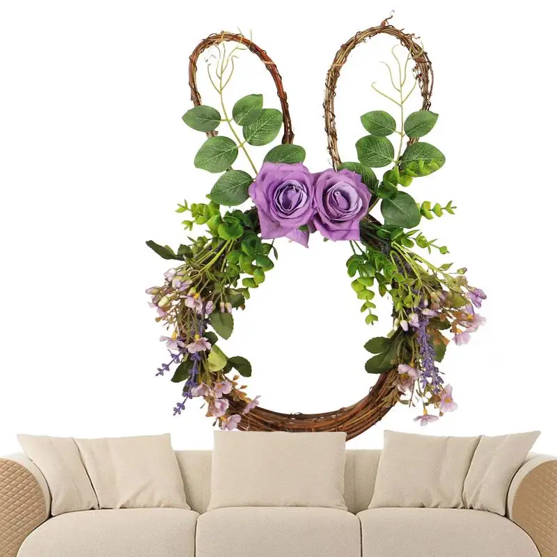 Искусственный Кролик венок для входной двери пасхальный пружинный из ротанга 30X40