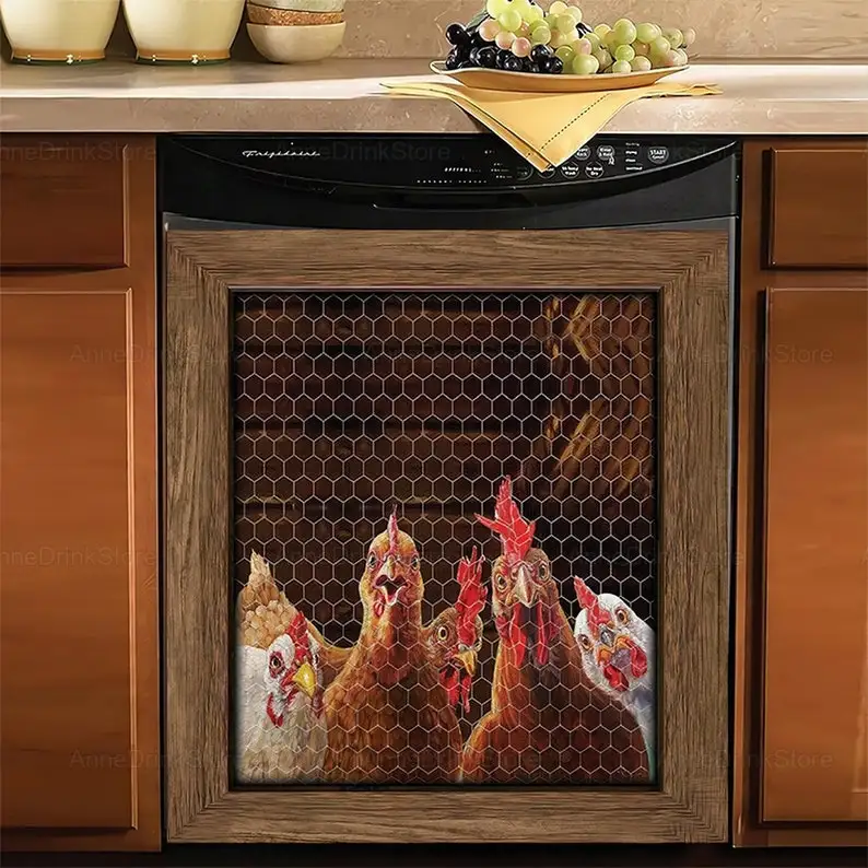 

Rooster Chicken Dishwasher Cover Sticker Magnet, Kitchen Decor Dishwasher, Gift For Mom PHT022104A17
