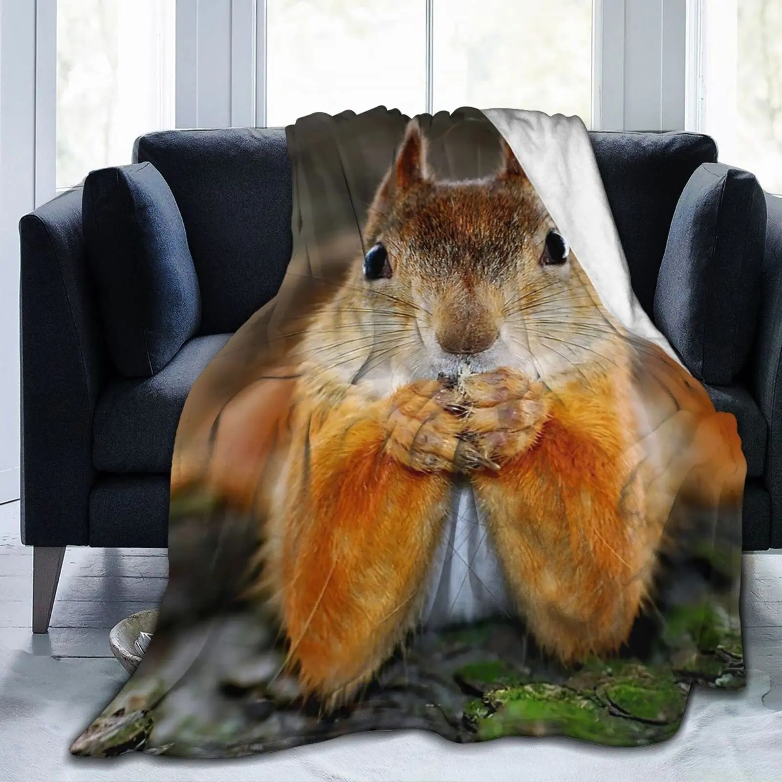 

Ultra Soft Blanket Squirrel Throw Blanket Plush Lightweight Couch Sofa Bed Warm Cozy Flannel Blanket for Teens and Adults Gifts