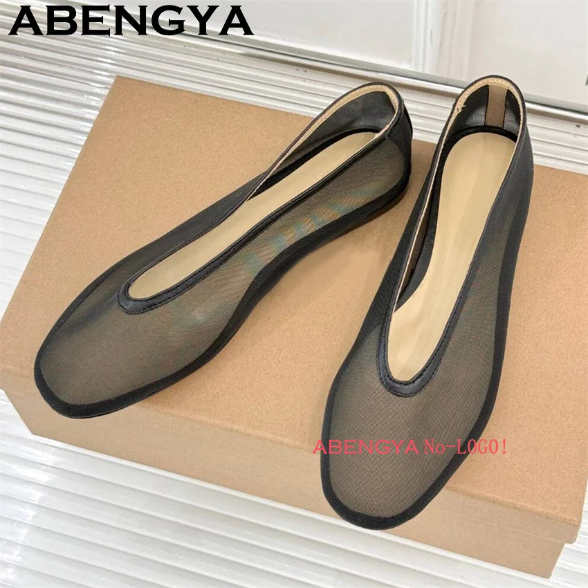 Фото ABENGYA/летние сетчатые туфли на плоской подошве с круглым носком, женские дышащие прогулочные туфли на низком каблуке с неглубоким носком, повседневные кружевные туфли на плоской подошве Mujer №2