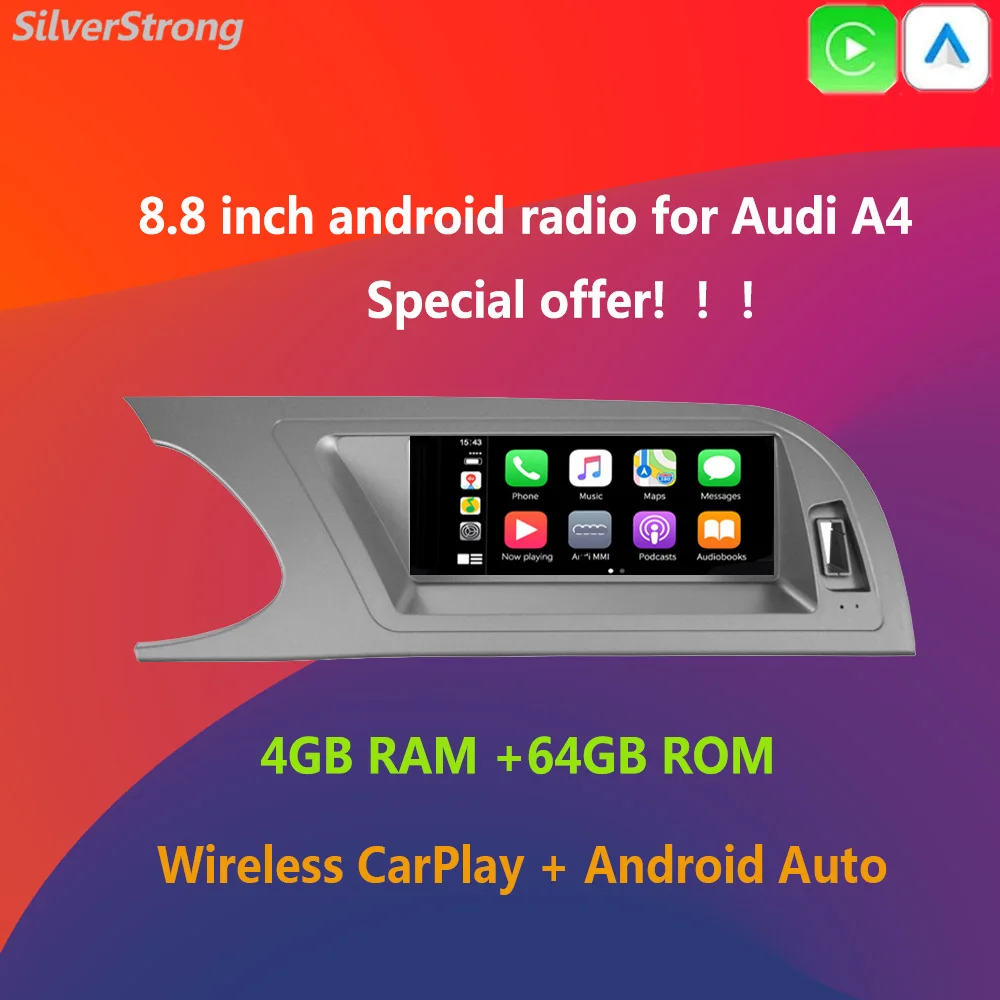 

Original Style,IPS Android Multimedia,Autoradio for Audi A4 A4L A5 2009-2012,CARPLAY,MMI 2G,AMI adapter,Low/High Compatible