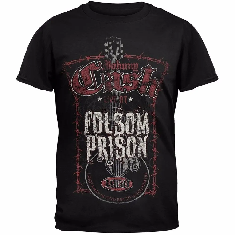 

Custom Printed T Shirts Men'S Crew Neck Short Sleeve Compression Classic Johnny Cash Folsom Prison Black Mens T Shirt T Shirts
