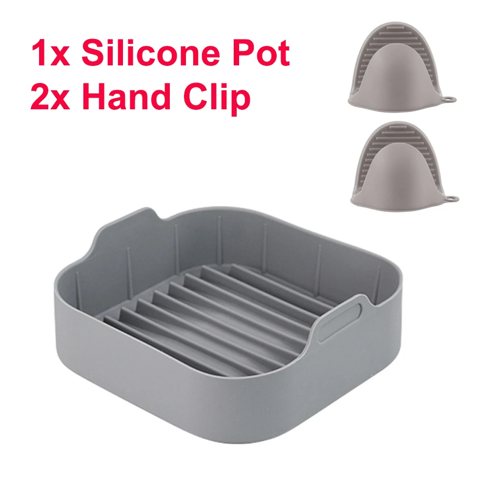 Silicone Pot AirFryer Mat Oven Baking Tray Fried Pizza Chicken Basket Round Replacemen Air Fryers Grill Pan Kitchen Accessories