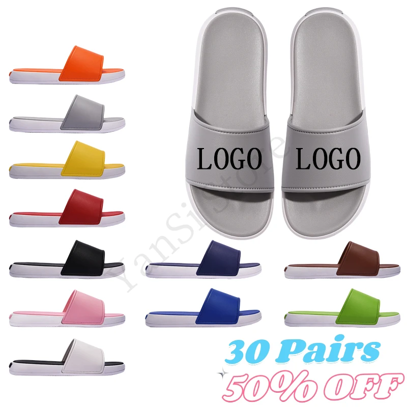 Горячая Распродажа тапочки с логотипом на заказ мужские принтом обувь из ПВХ