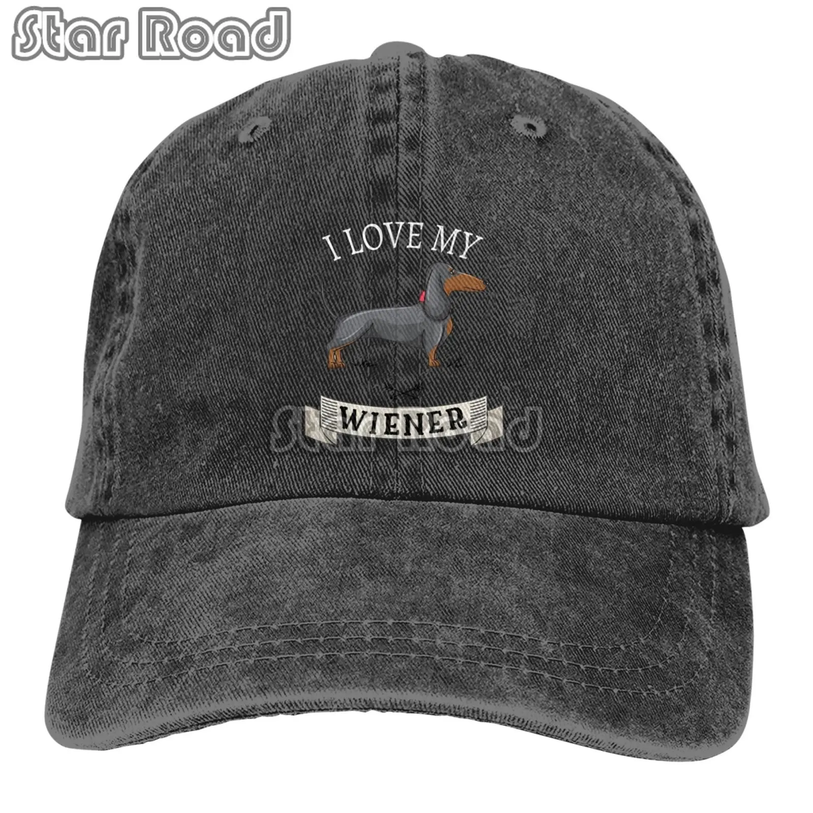 

Unisex Wiener Dachshund Fashion Colorful Adult Print Denim Cap Trucker Hat Baseball Cap Men