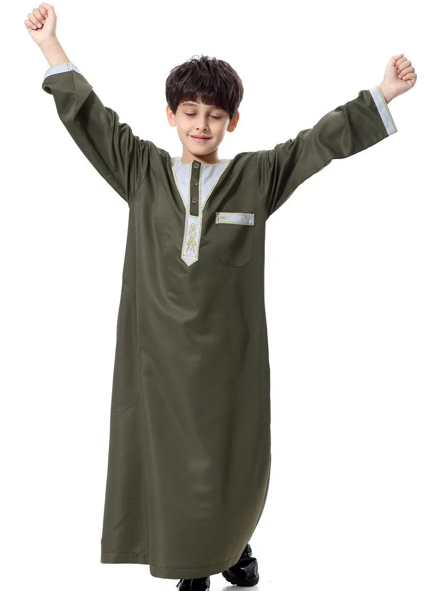 2022 Muslim Boys Turkey Abaya Kids Kaftan Islamic Clothing Kurta Dubai Jubba Thobe Arab Eid Mubarak Traditional Robes