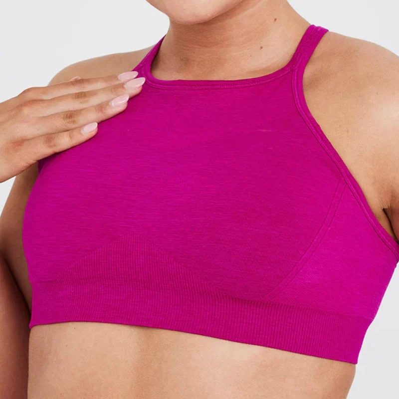 Knit Top Open Back Womens Sport Bra Breathable Bras Seamless Sports Bras For Women Fitness Yoga Bra Crop Tops Active Wear