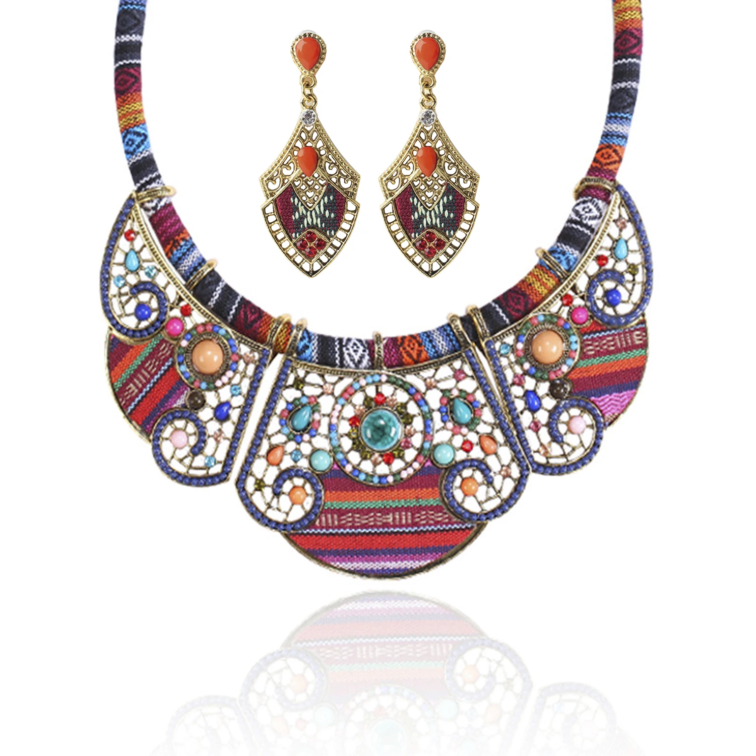 

Boho Tribal Earrings Handmade Ethic Jewelry Gypsy African Jewellery Creative Retro Women's Necklace Earrings Holiday Party Gift