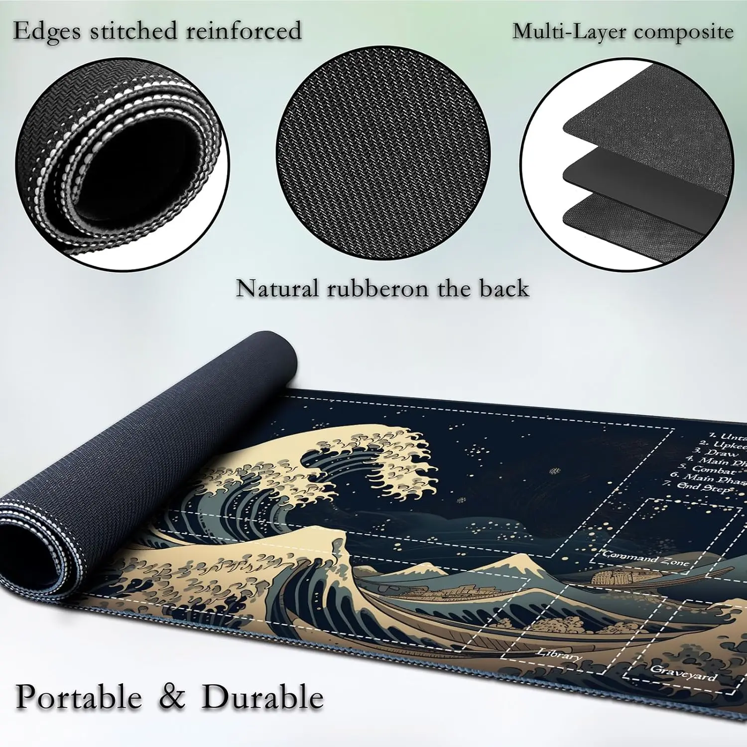 Игровой коврик Wave MTG Playmat 24 x 14 дюймов для DTCG CCG RPG коллекционная карточка с