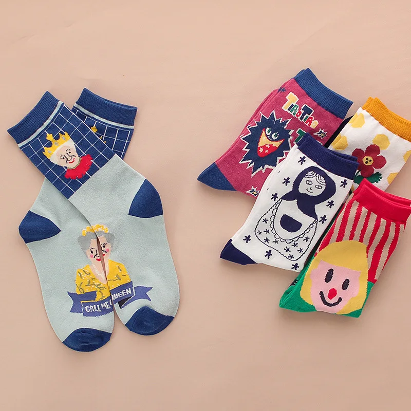 New cartoon animation sports leisure tide socks cotton sweat-absorbing women's socks