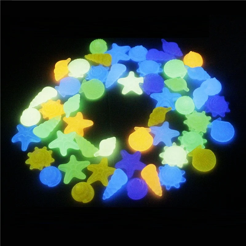 

150pcs Luminous Starfish Conch Shell Glowing Stones for Garden Aquarium Fish Tank Pool Landscape Decoration Wedding Festival