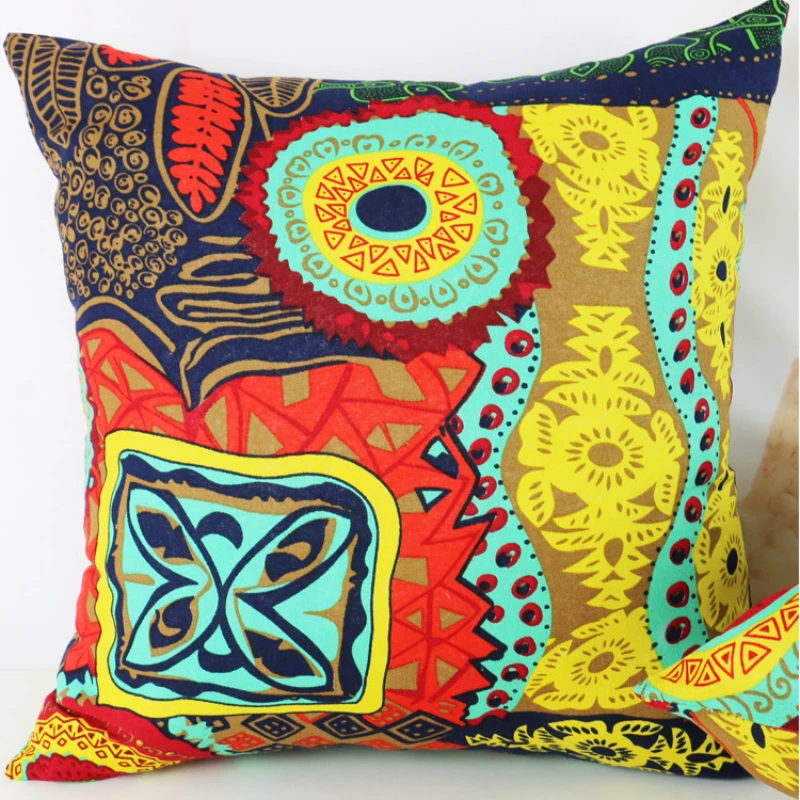 

Home Decoration Throw Pillow Cover 45x45cm Mermaid Retro Printed Craft Pillowcase Decoration Cover Polyester Sofa Pillowcase