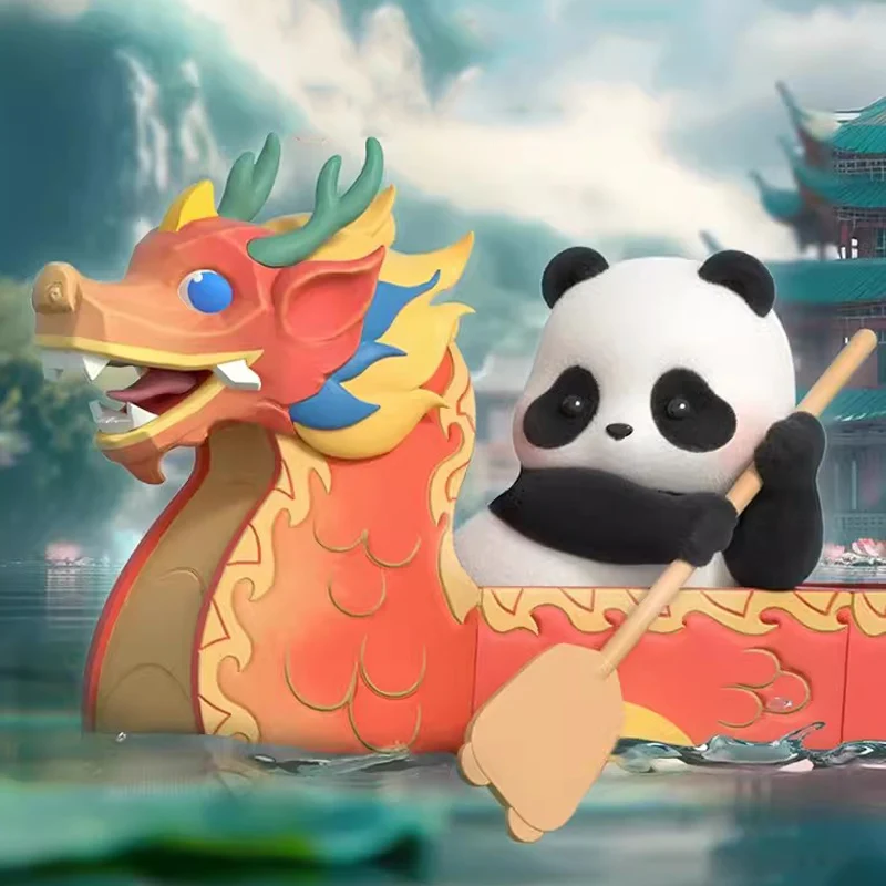 Панда ролл лодка вдоль реки Дракон фестиваль серия глухая коробка загадка