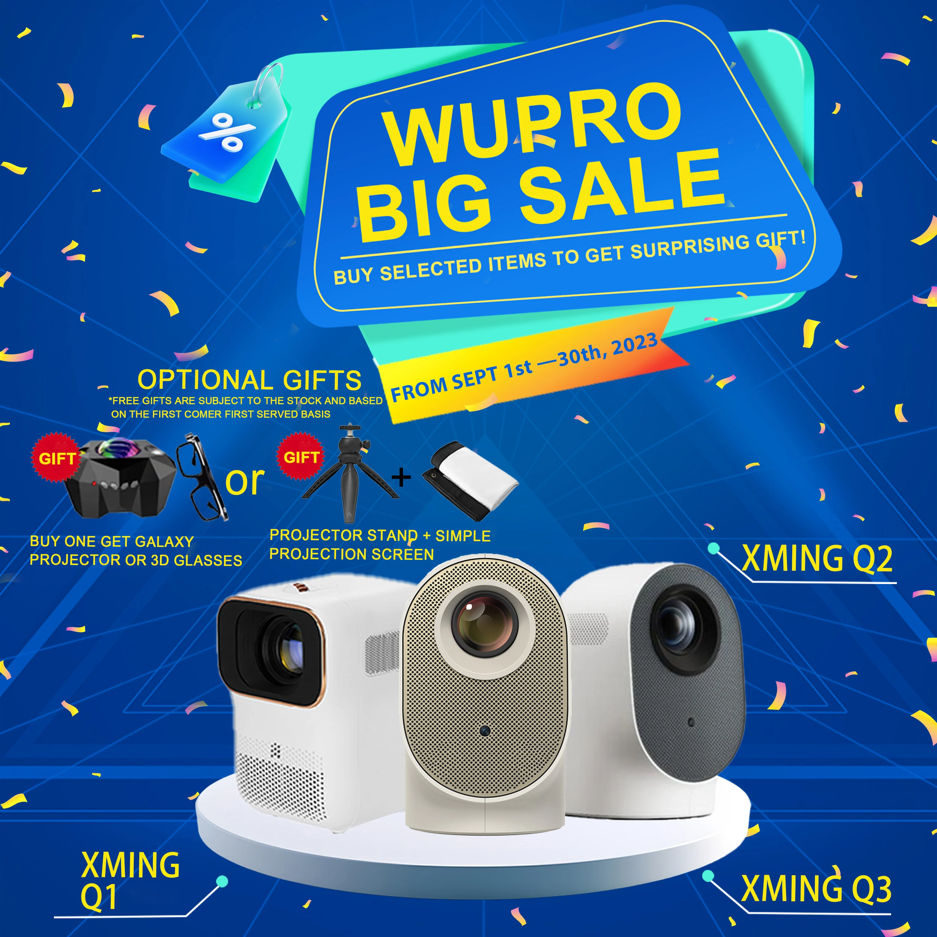 Новое поступление 2023 Лидер продаж умный портативный проектор Xming Q3 1080p 800ANSI WIFI6