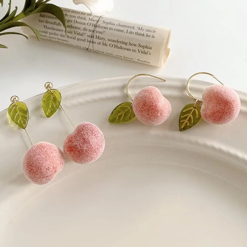 

Cute Peach Earrings for Women Girls Golden Piercing Stud Earring Accessories Student's Summer Fresh Jewelry Gifts Dropshipping