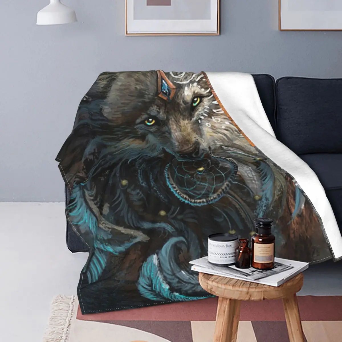 

Wolf King Dreamcatcher Blankets Ancient Mystery Flannel Vintage Soft Throw Blankets for Chair Covering Sofa Spring/Autumn