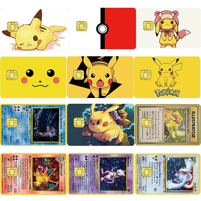 

27 Models Pokemon Pikachu Anime Credit Card Stickers Cartoon Credit Bank Card Decoration Patches Cute Boys Game Card Collection
