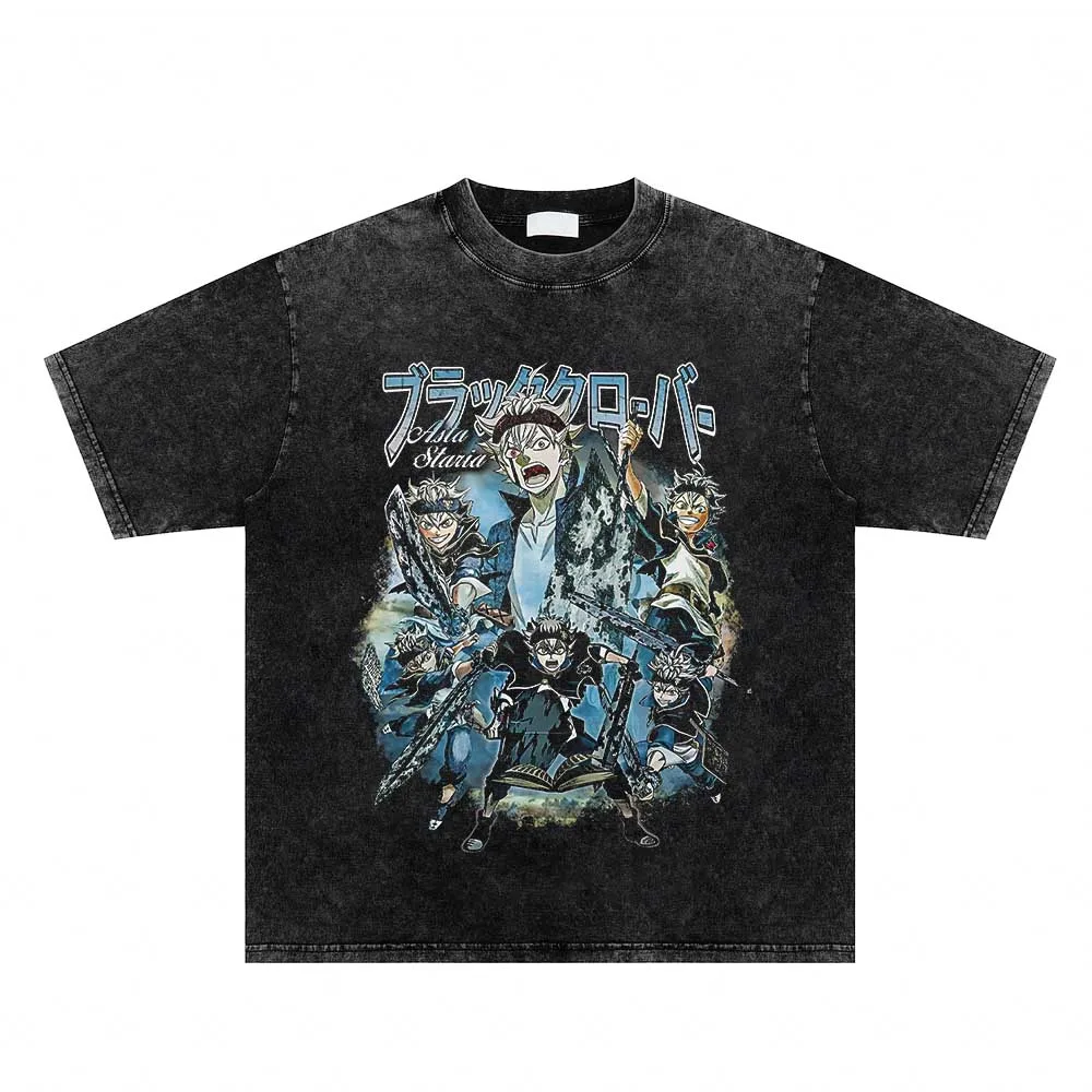 

Harajuku Vintage Washed Printed T-shirts Y2k Streetwear Manga Short Sleeve Casual Tops Tees Men Anime Graphic O-Neck T Shirt