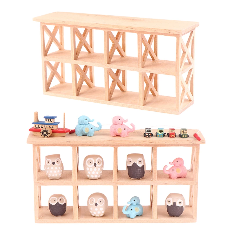 

1Set 1:12 Dollhouse Miniature Storage Side Cabinet Owl Elephant Ornament Display Rack Stand Model Furniture Doll House Decor New