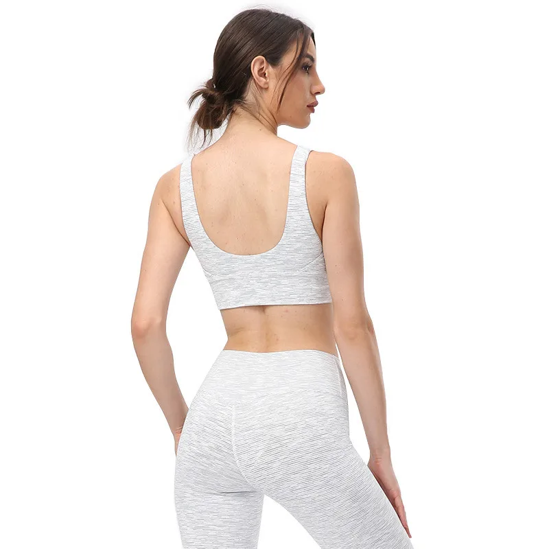 

Solid Color Gym Women Sports Bra Beauty Back Crop Tank Top Tight Yoga Vest Gym Clothing Running No Rims With Removable Chest Pad